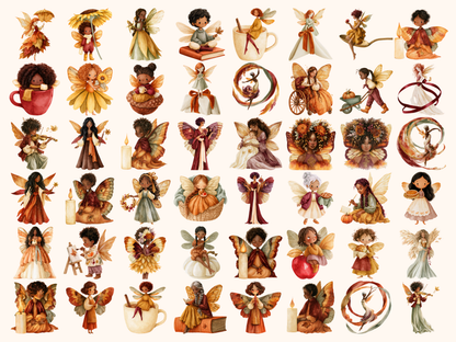 Thanksgiving Fairies Watercolor Clipart
