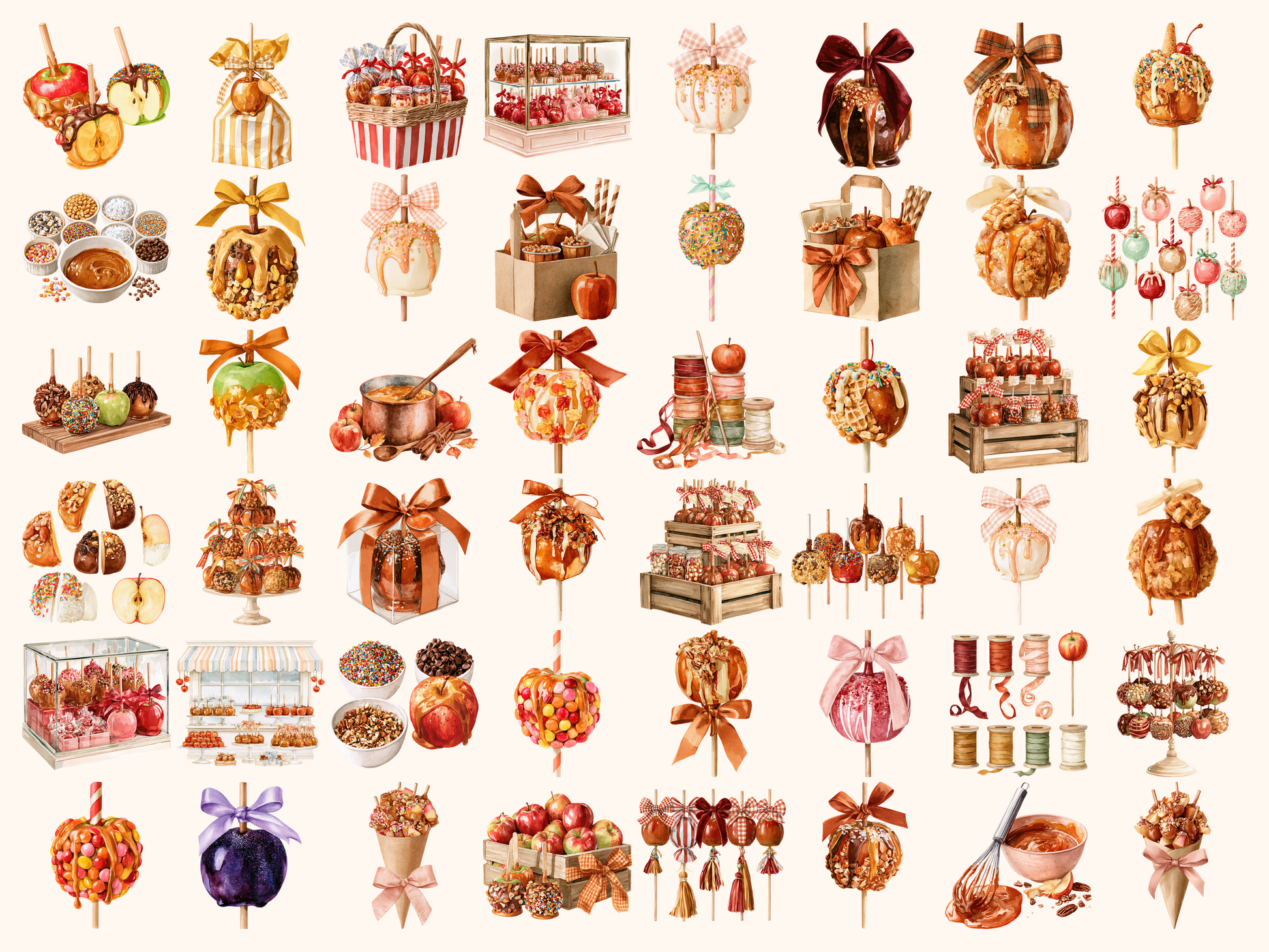 Caramel Apple Shop Watercolor Clipart