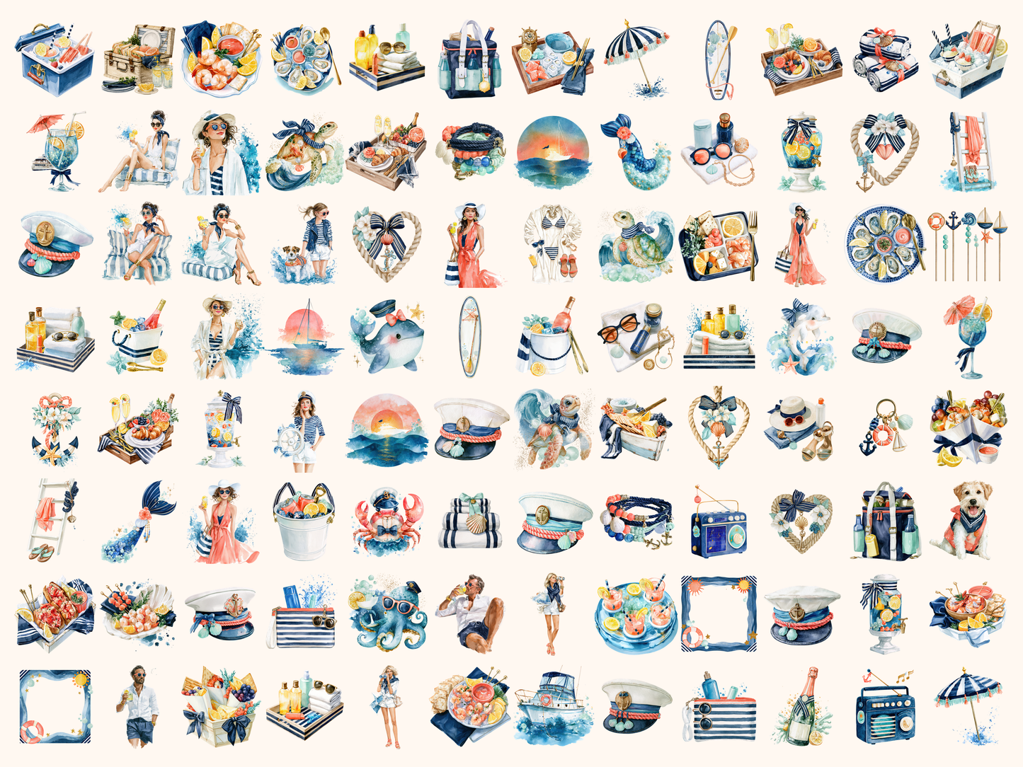 Boat Day Watercolor Clipart