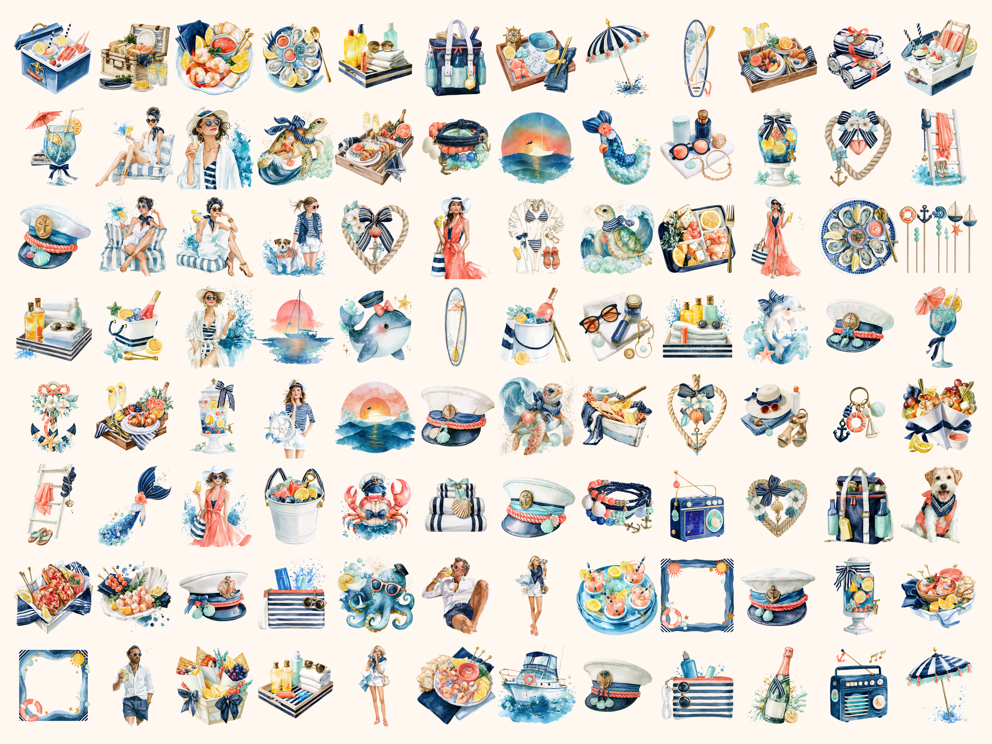 Boat Day Watercolor Clipart