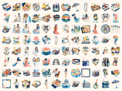 Boat Day Watercolor Clipart
