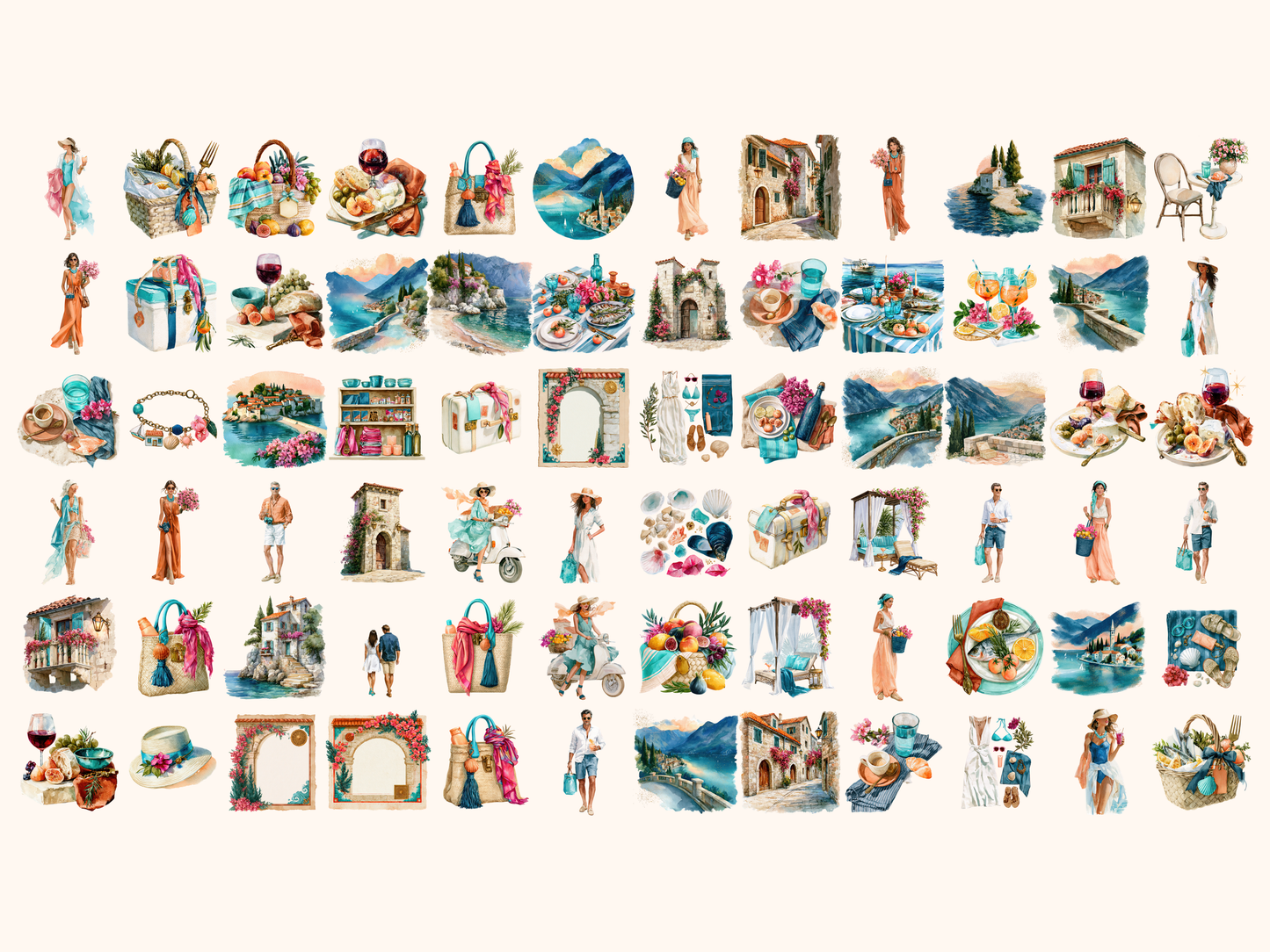 Montenegro Summer Watercolor Clipart