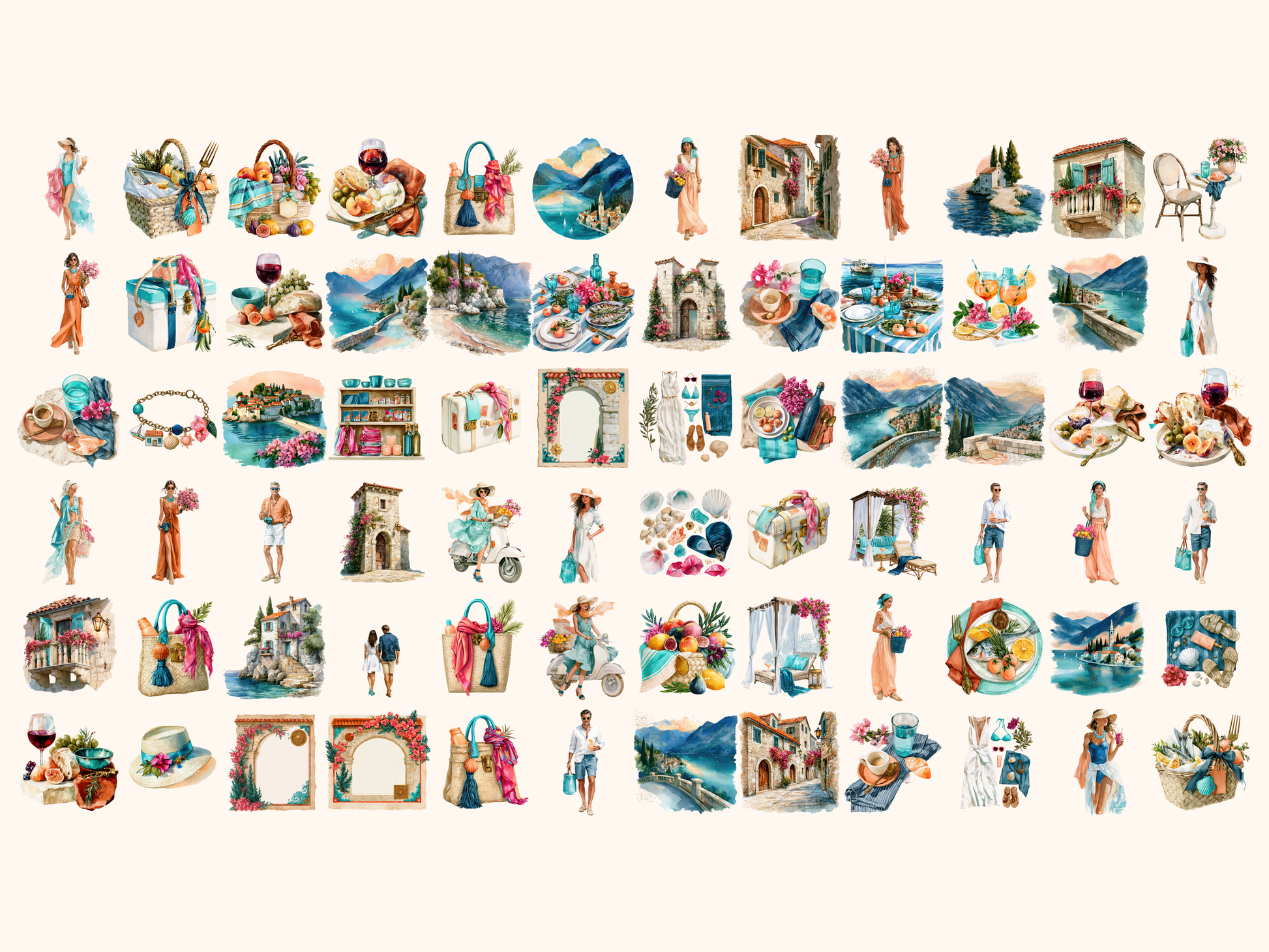 Montenegro Summer Watercolor Clipart