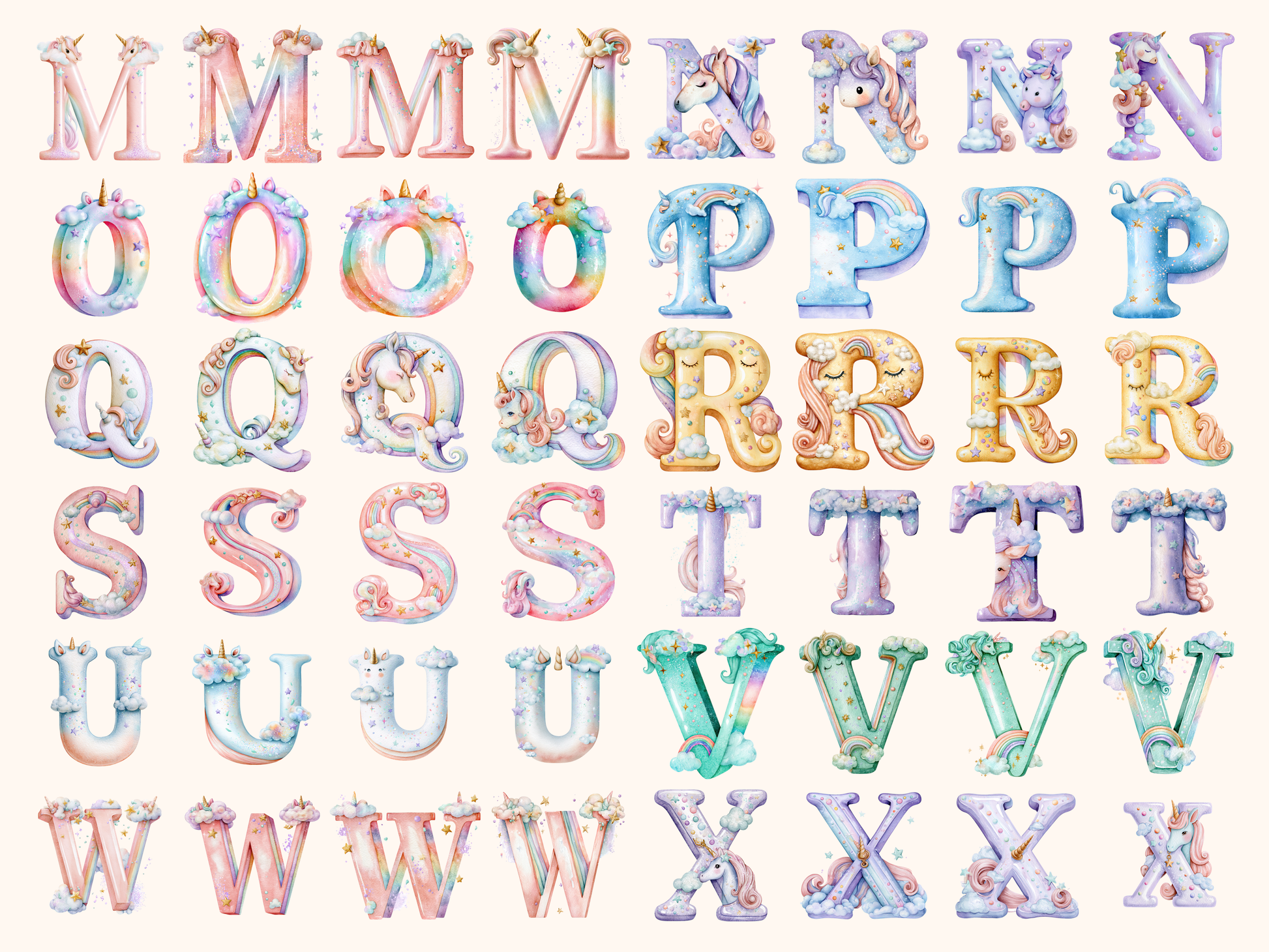 Unicorn Rainbow Alphabet & Numbers