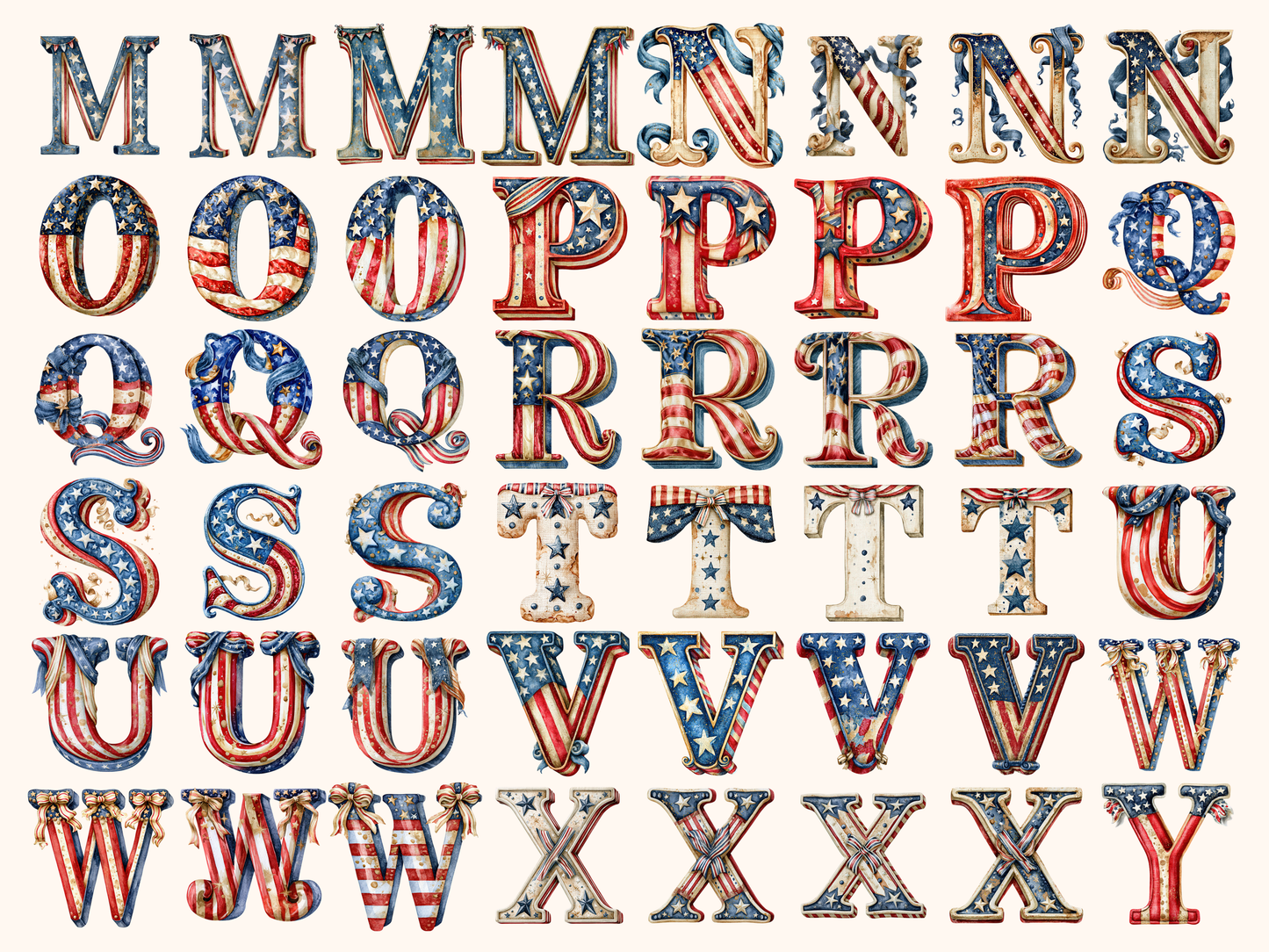 Stars and Stripes Alphabet & Numbers