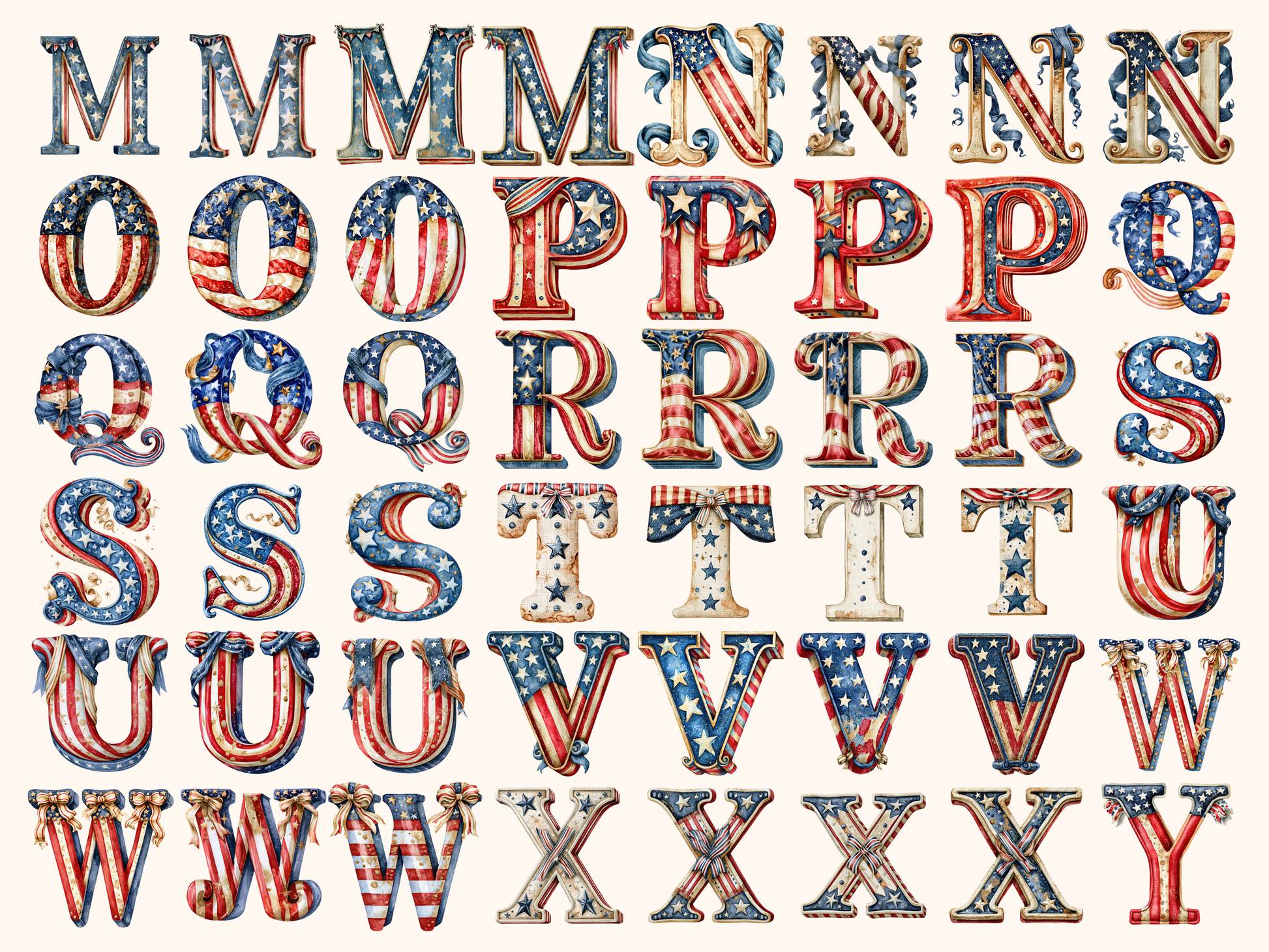 Stars and Stripes Alphabet & Numbers