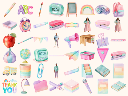 Pastel Teacher Watercolor Clipart