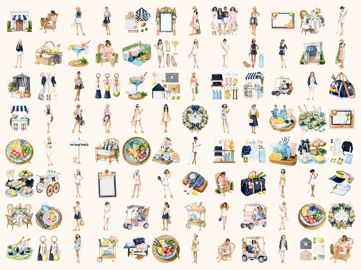 Country Club Watercolor Clipart