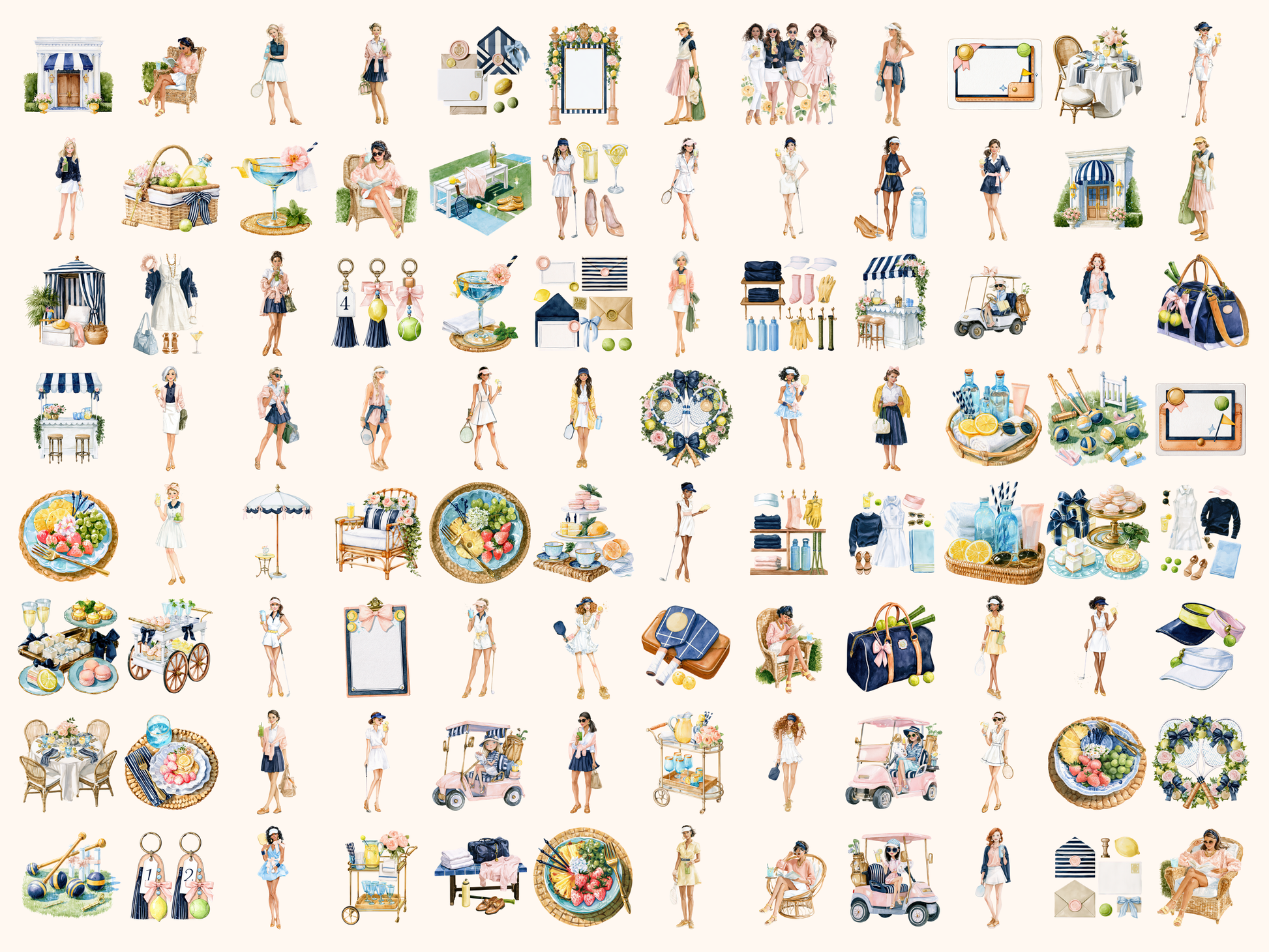 Country Club Watercolor Clipart