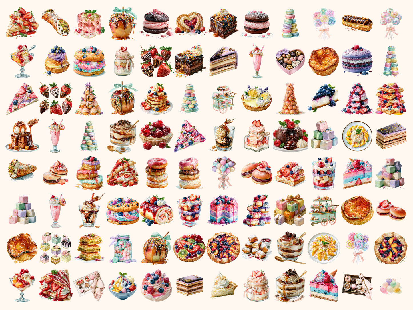 Sweet Treats Watercolor Clipart