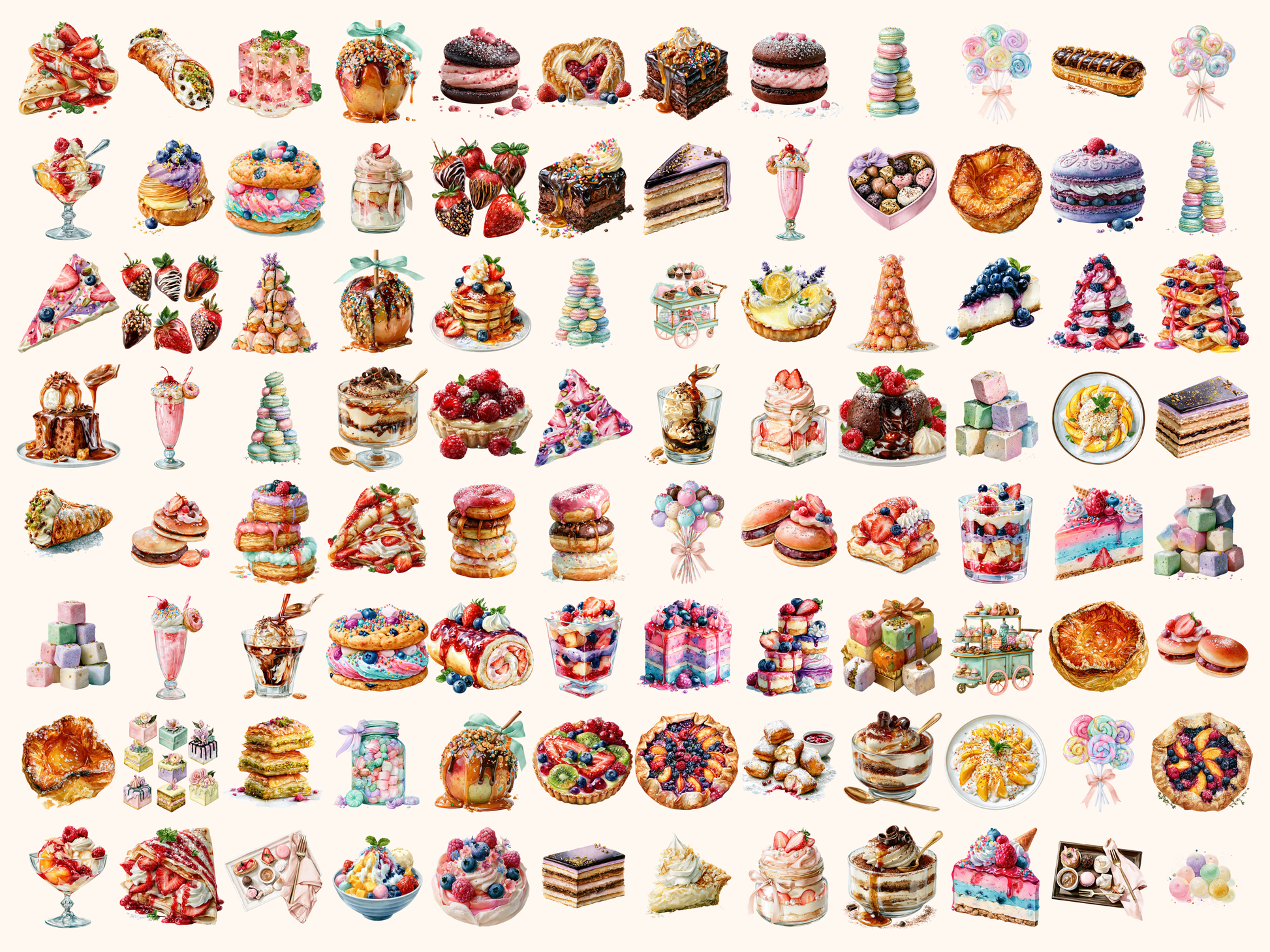 Sweet Treats Watercolor Clipart