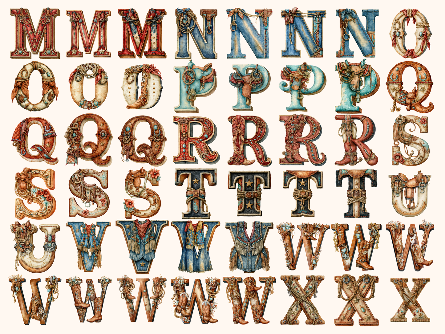 Rodeo Cowboy Alphabet & Numbers