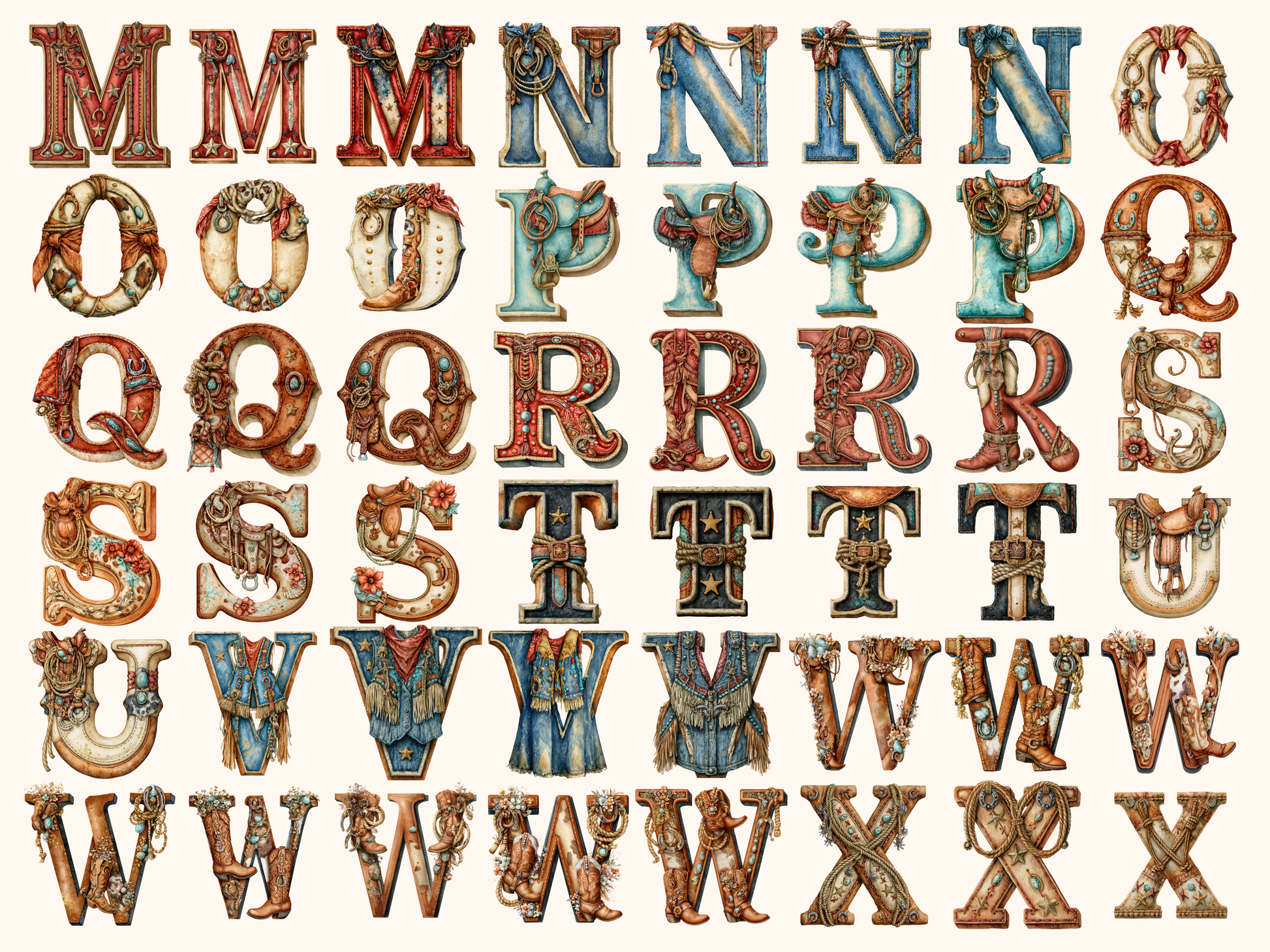 Rodeo Cowboy Alphabet & Numbers