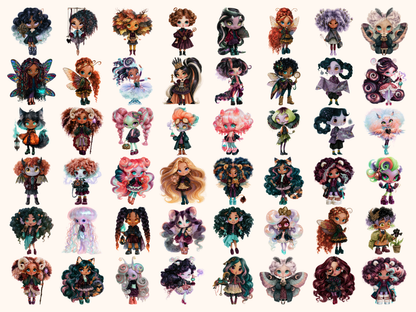 Spooky Chibi Academy Watercolor Clipart — listing preview 2