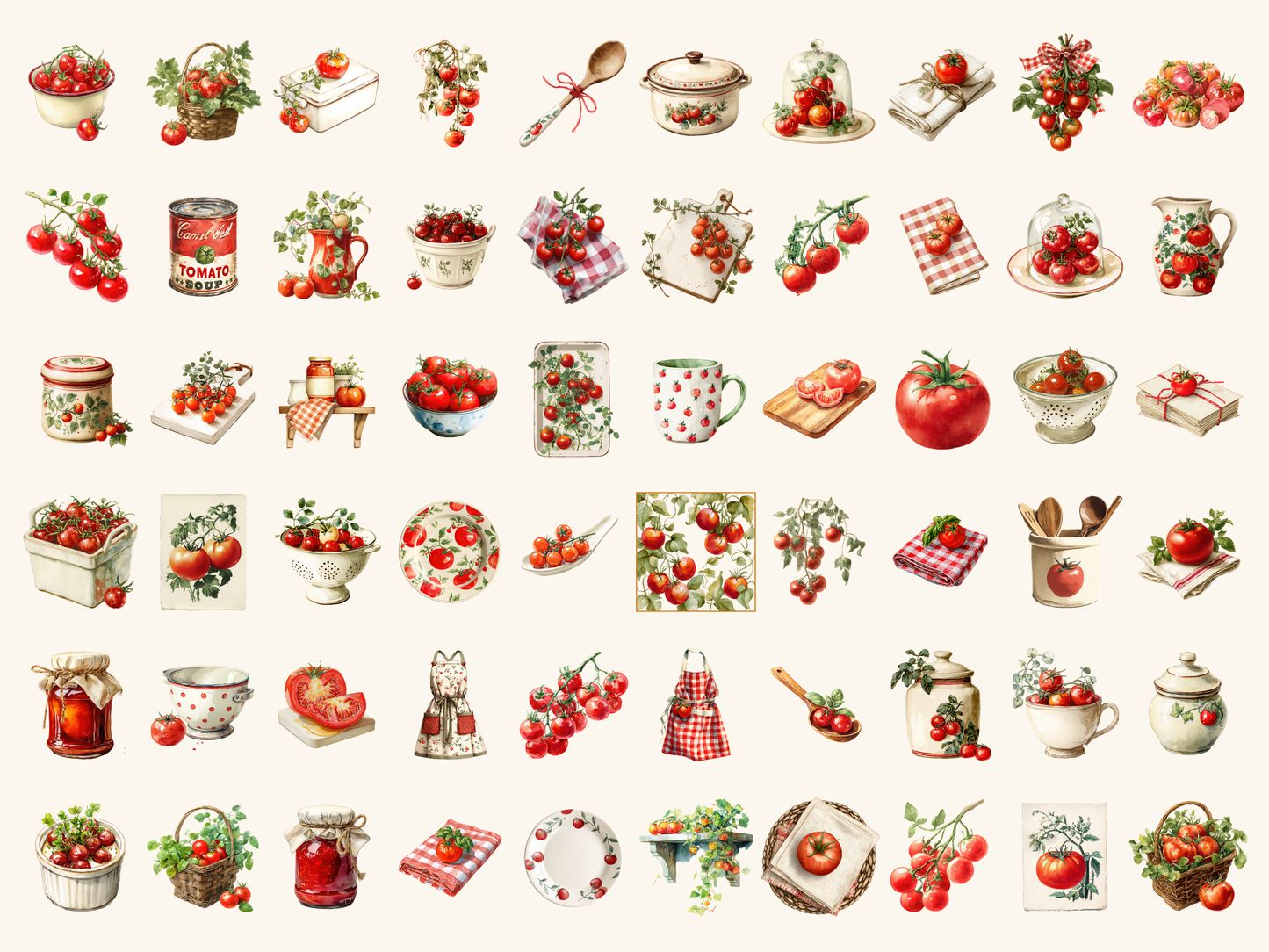 Tomato Kitchen Watercolor Clipart