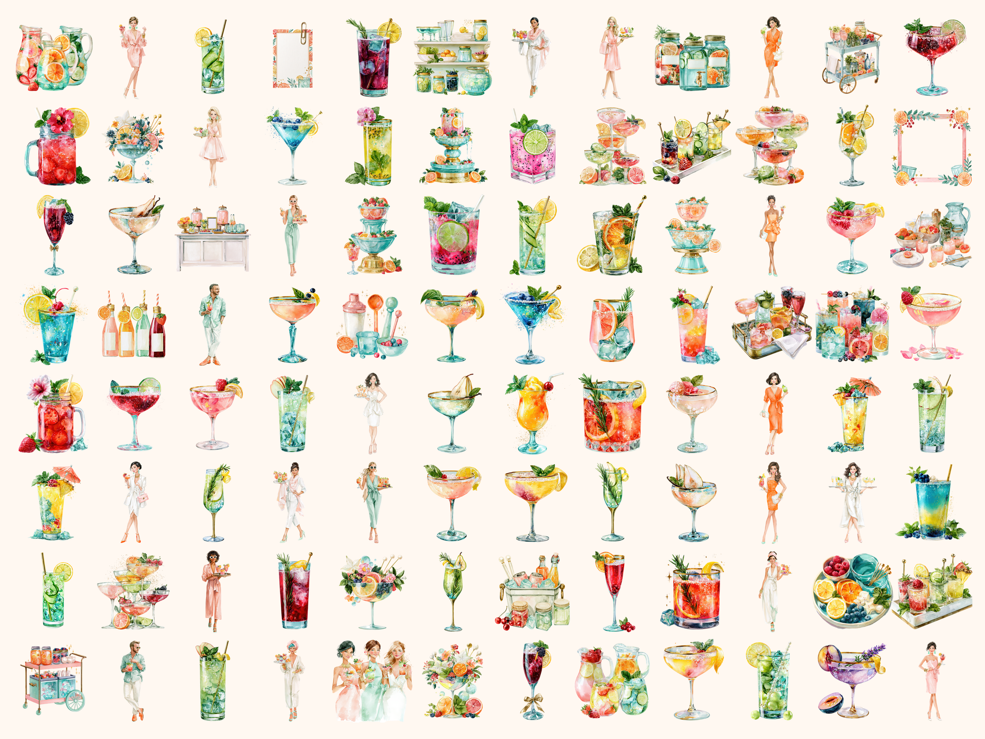 Mocktail Party Watercolor Clipart