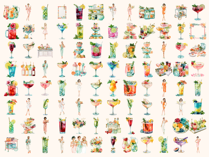 Mocktail Party Watercolor Clipart