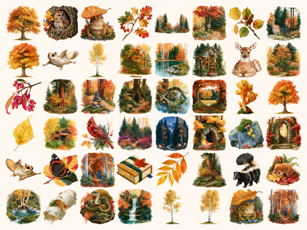 Autumn Forests Watercolor Clipart