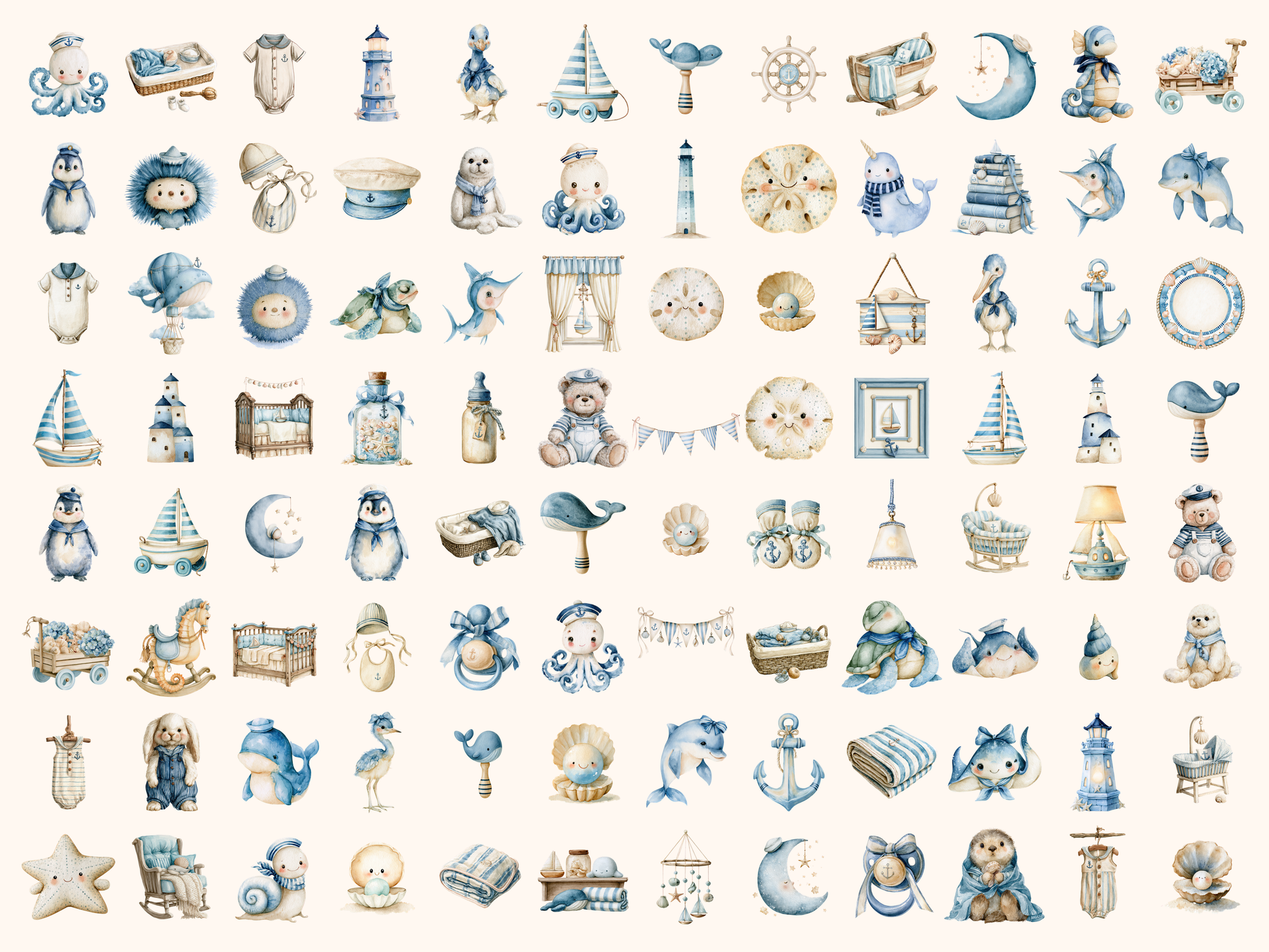 Nautical Nursery Watercolor Clipart