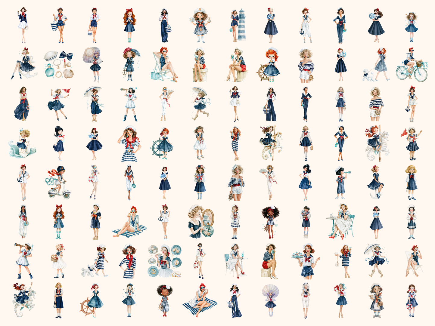 Sailor Girl Watercolor Clipart