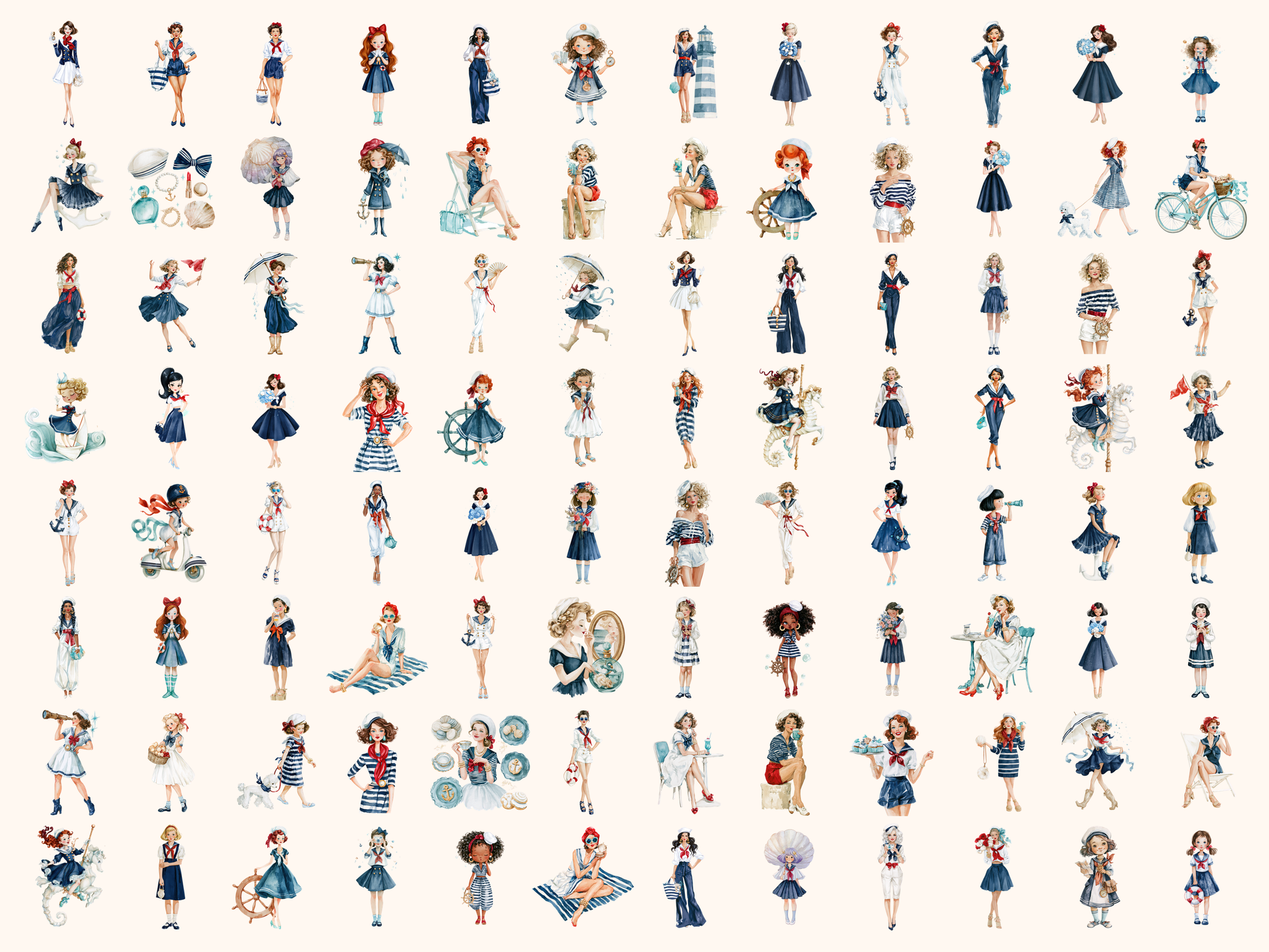 Sailor Girl Watercolor Clipart