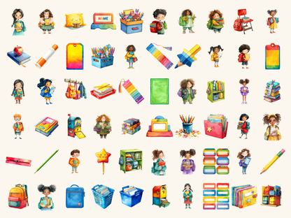Back to School Watercolor Clipart