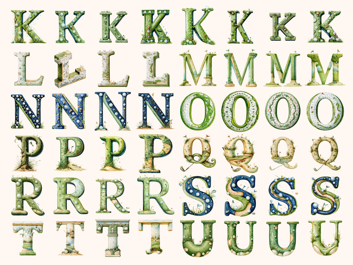 Golf Alphabet & Numbers
