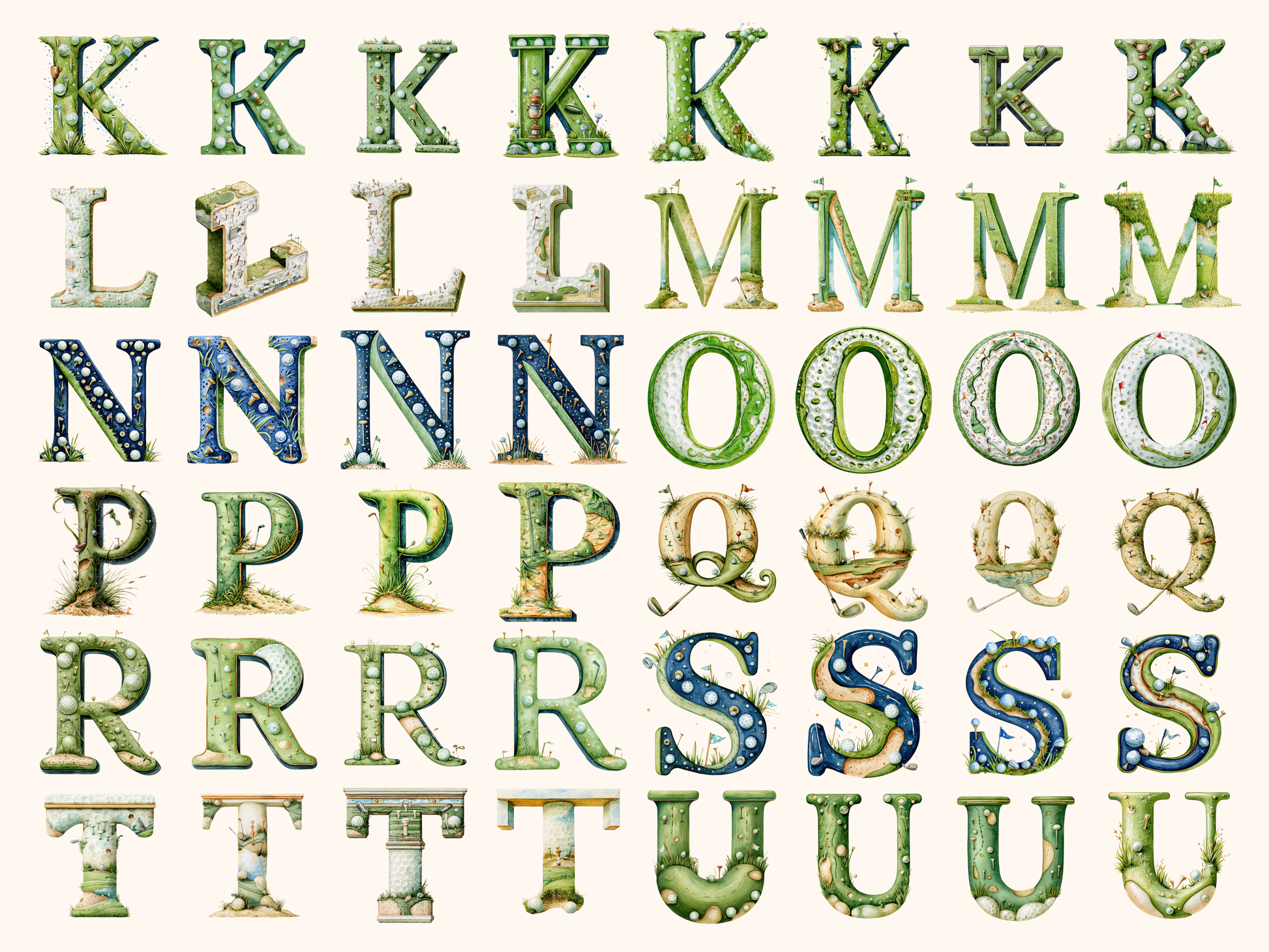 Golf Alphabet & Numbers