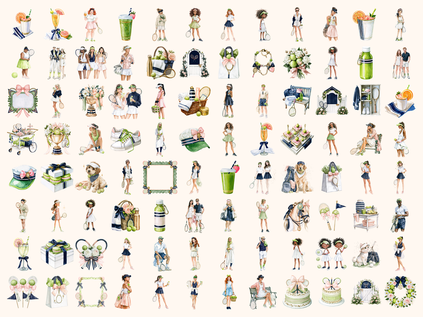 Tennis Club Watercolor Clipart