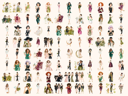 Martini Girls Watercolor Clipart