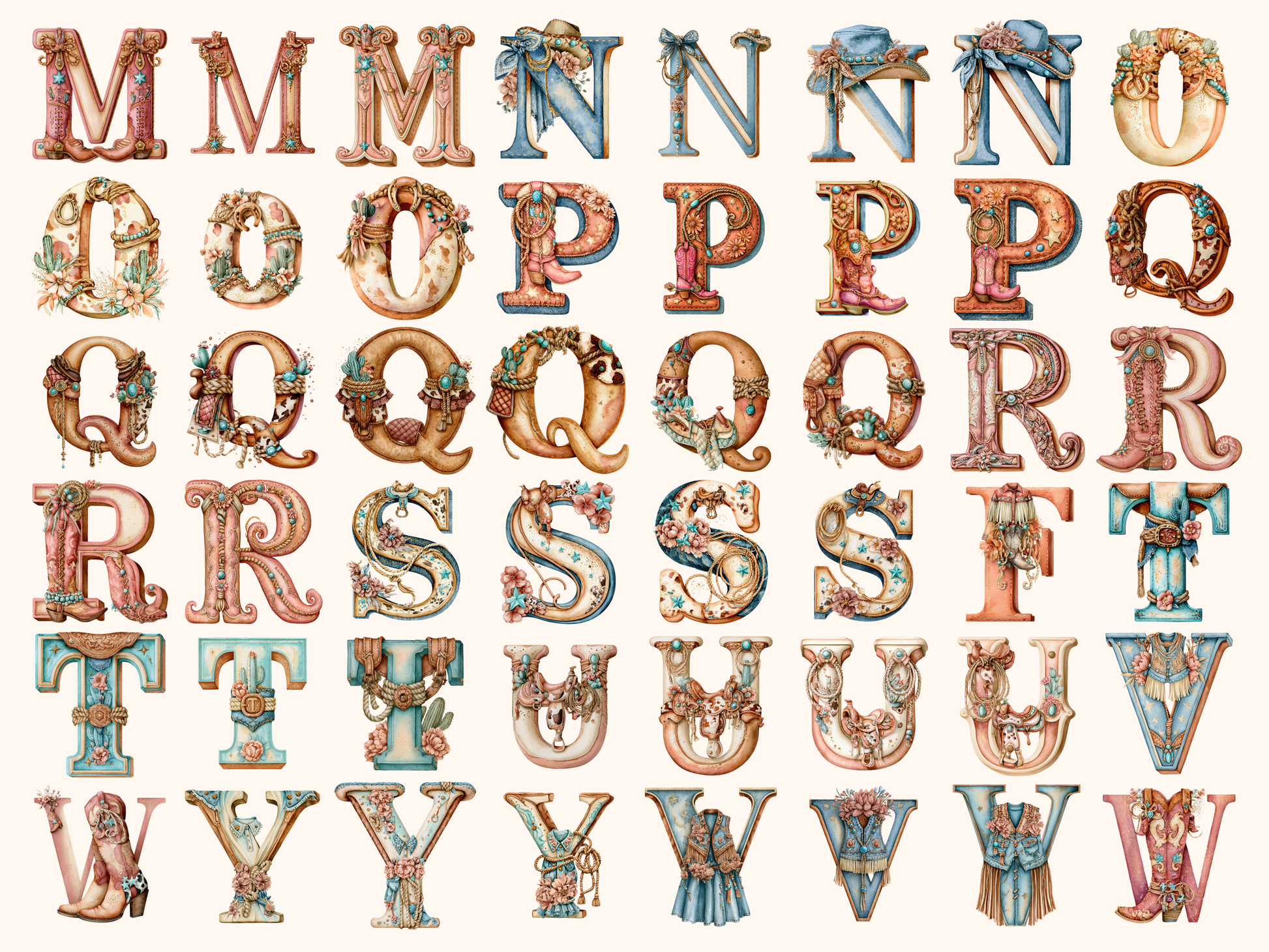 Western Cowgirl Alphabet & Numbers
