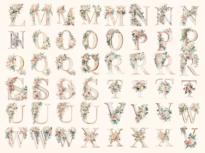 Wedding Floral Alphabet & Numbers