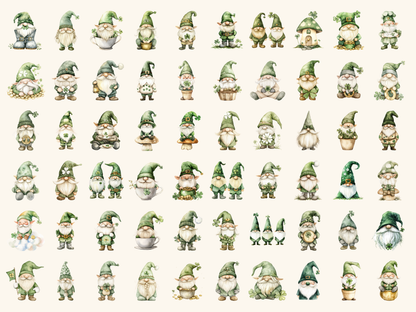 Shamrock Gnomes Watercolor Clipart