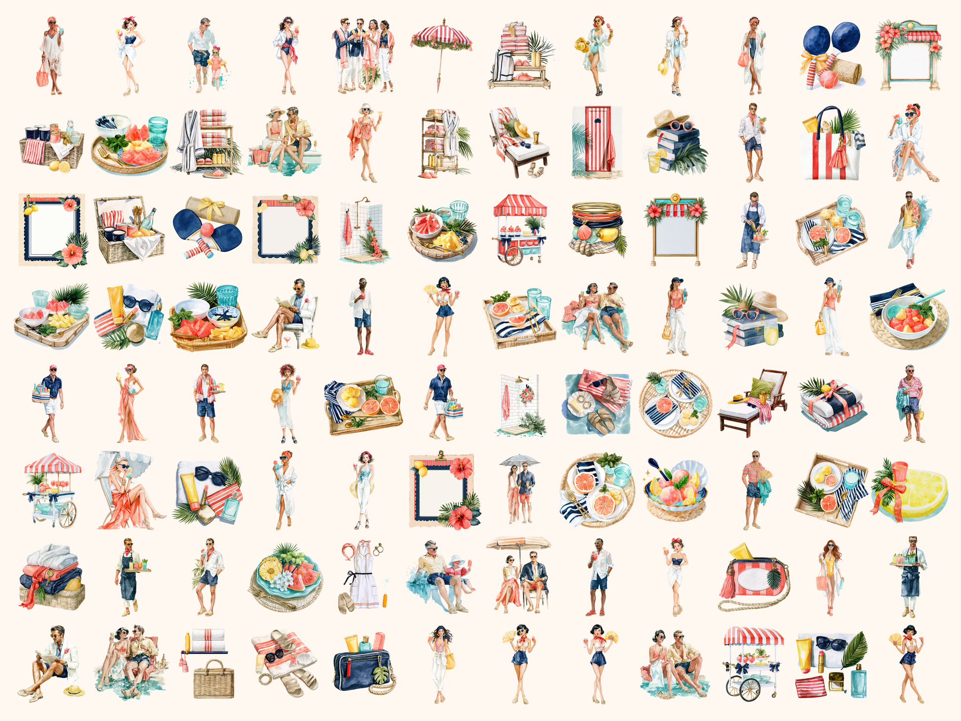Cabana Club Watercolor Clipart