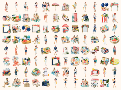 Cabana Club Watercolor Clipart