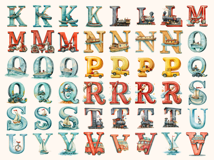 Transportation Alphabet & Numbers