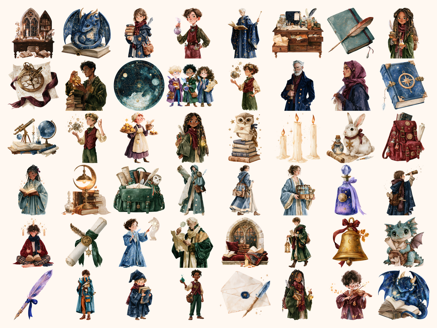 School of Magic Watercolor Clipart