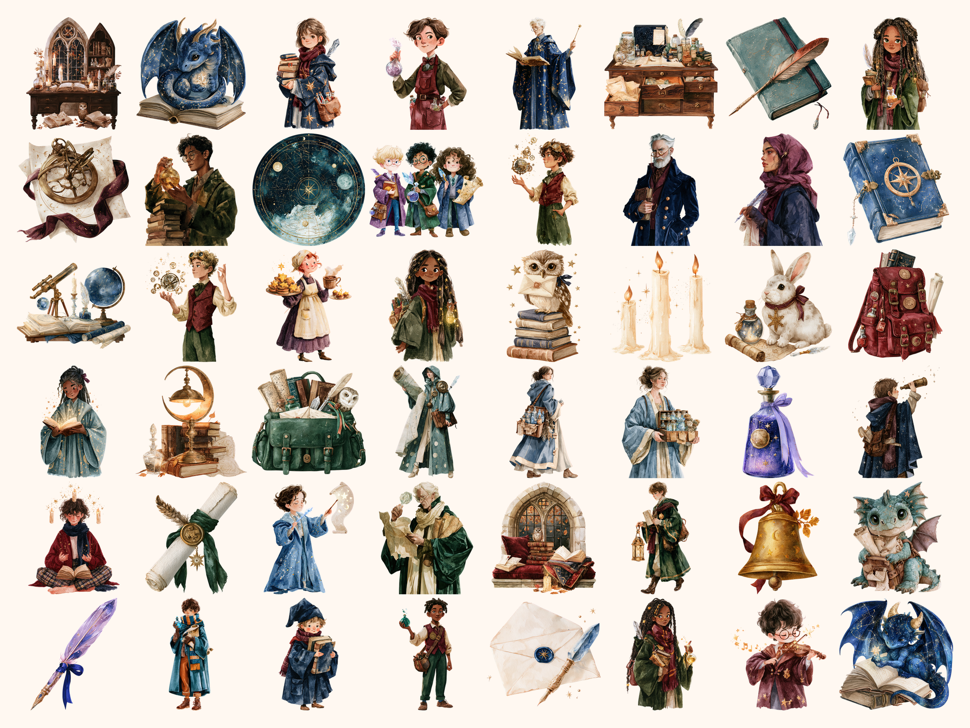 School of Magic Watercolor Clipart