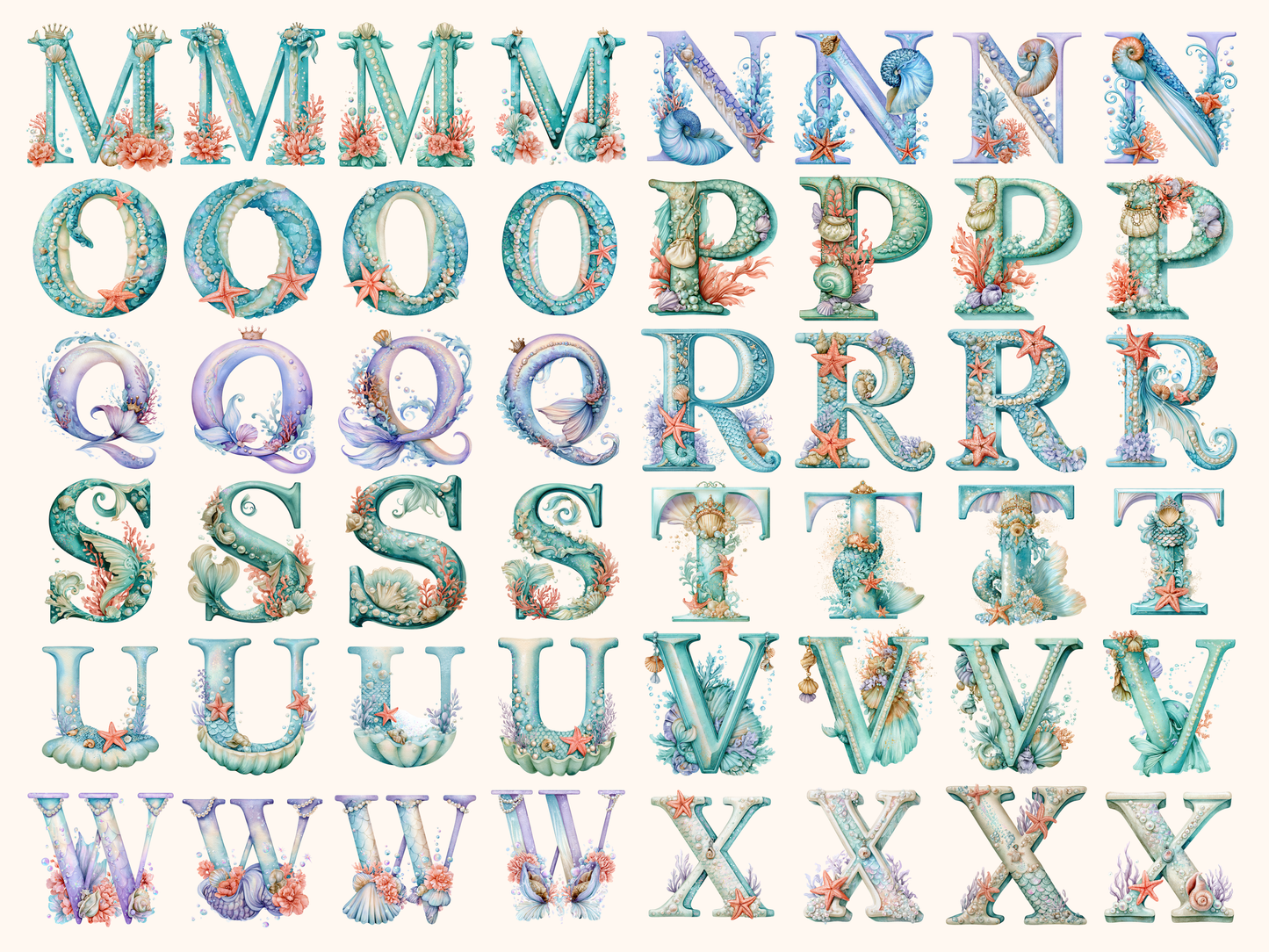Mermaid Alphabet & Numbers