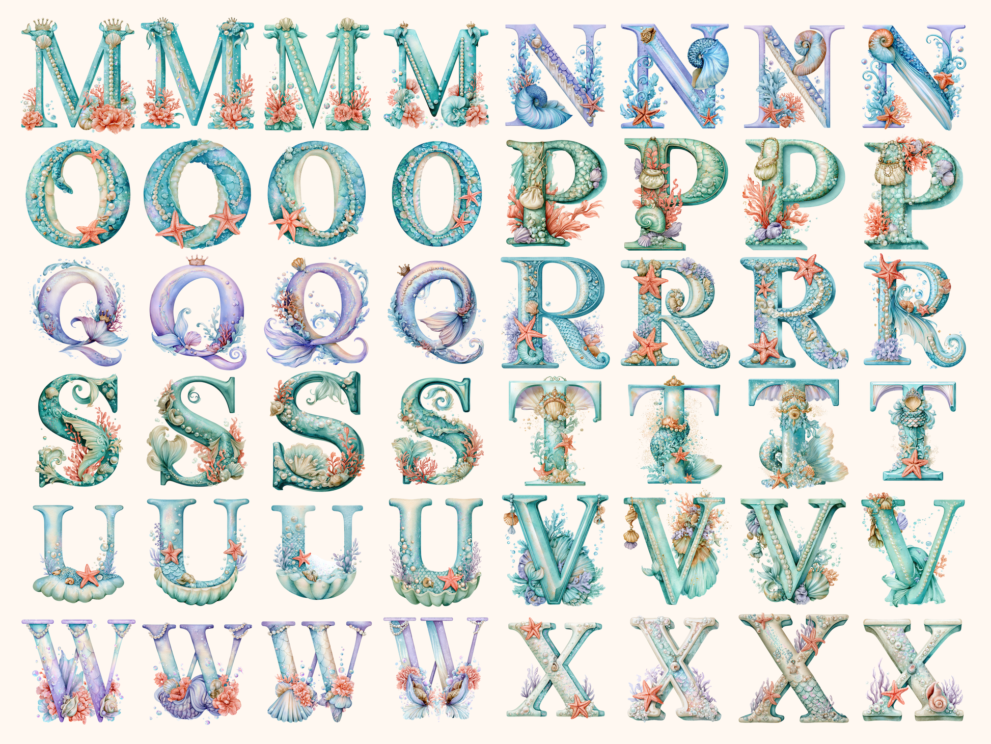 Mermaid Alphabet & Numbers
