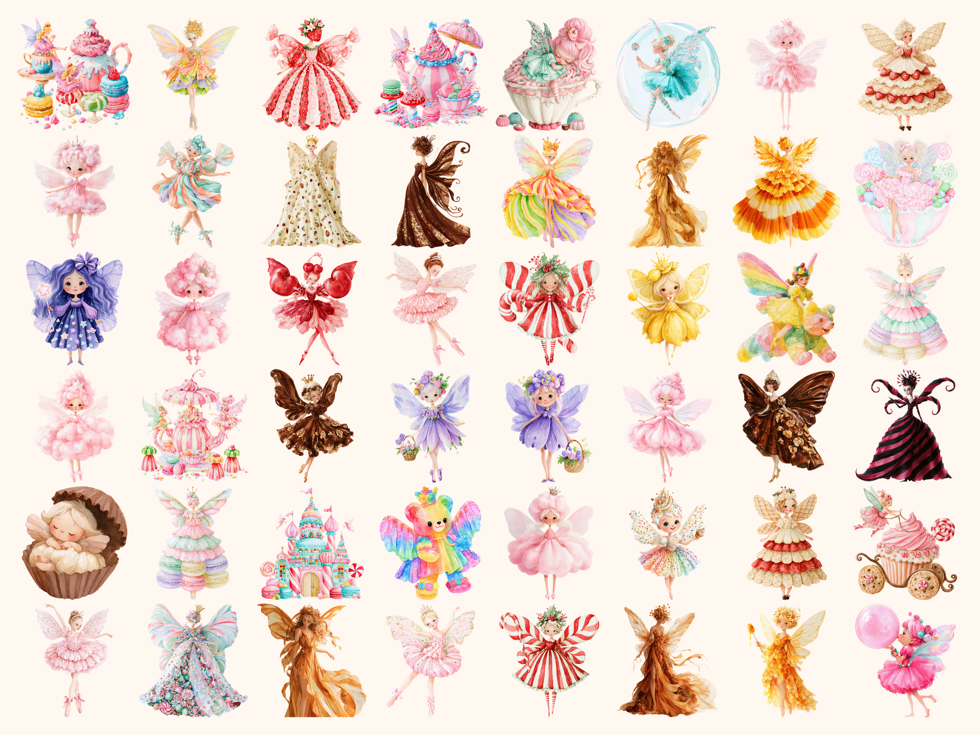 Candy Fairy Watercolor Clipart