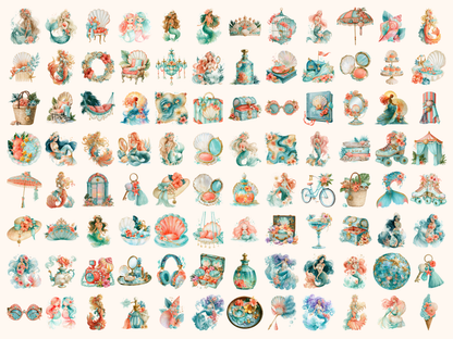 Summer Siren Watercolor Clipart