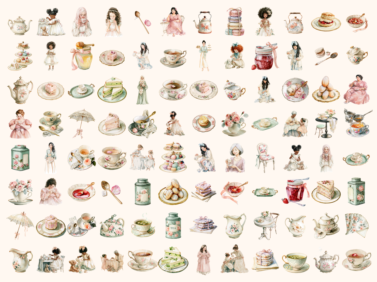 Tea Party Watercolor Clipart