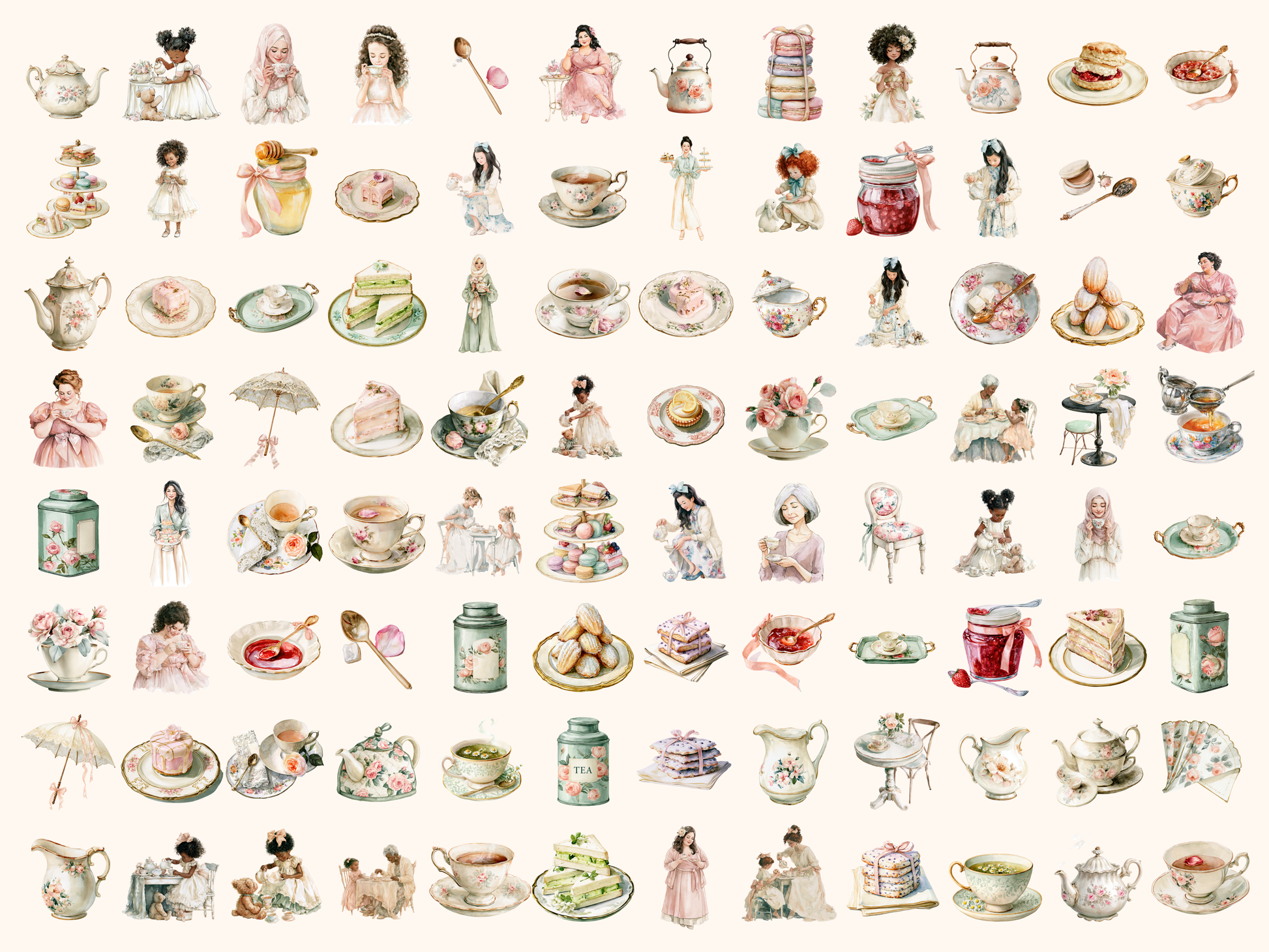 Tea Party Watercolor Clipart