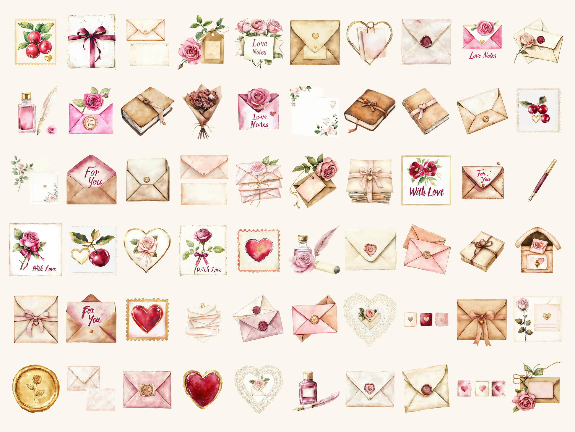 Love Letters Watercolor Clipart