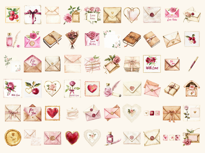 Love Letters Watercolor Clipart