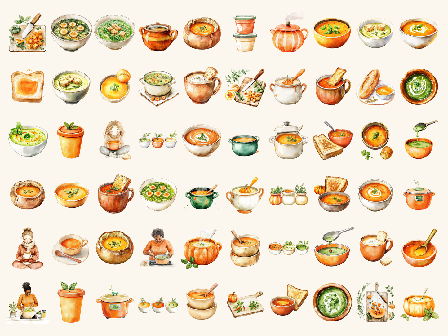 Soup Season Watercolor Clipart