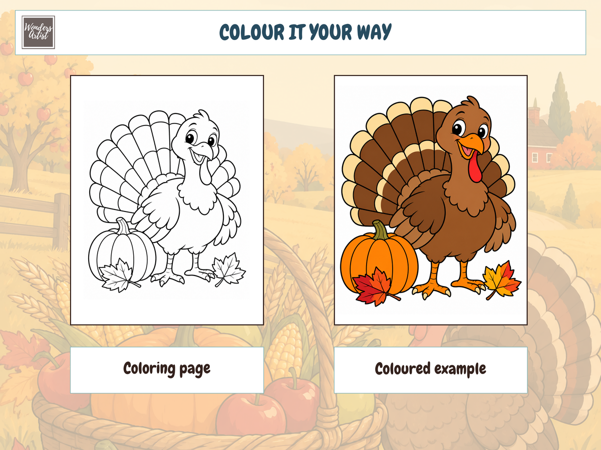 Thanksgiving Coloring Book — COLORING PAGE AND EXAMPLE