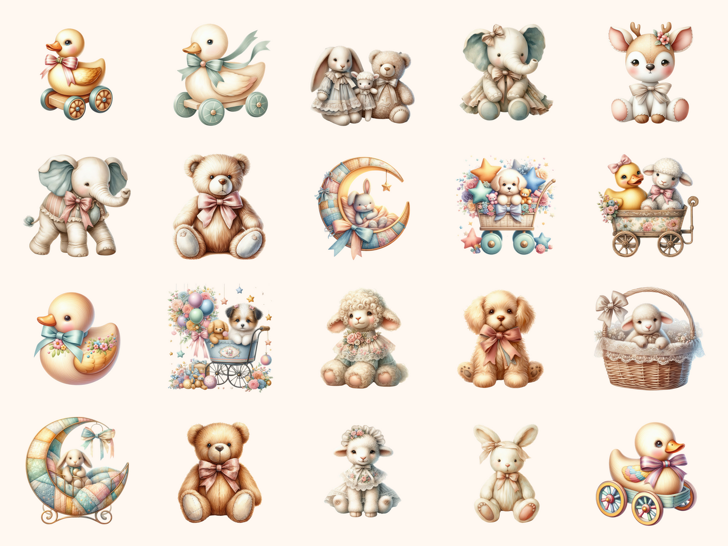 Vintage Toy Animals Clipart