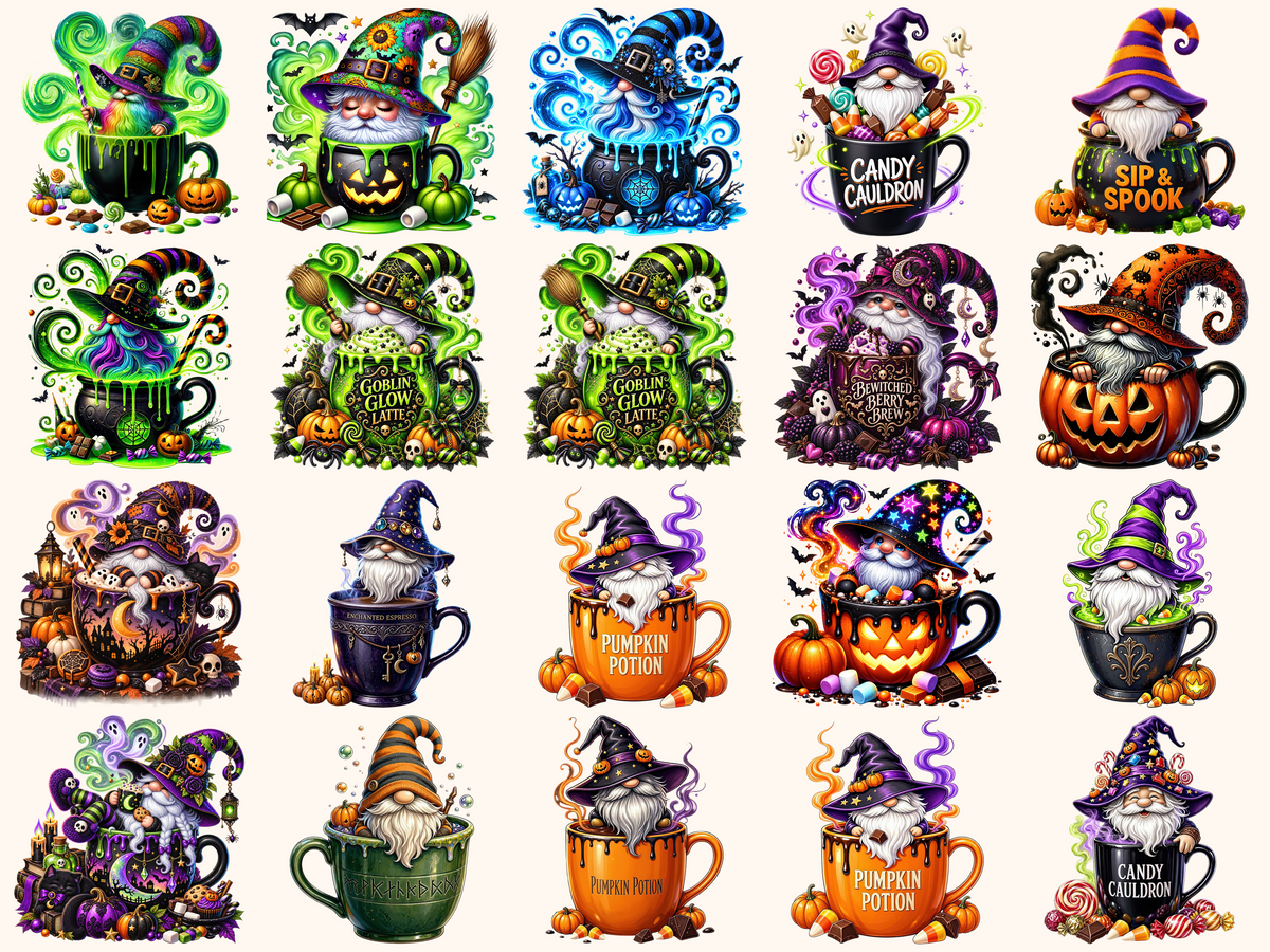 Halloween Cup Gnomes Clipart
